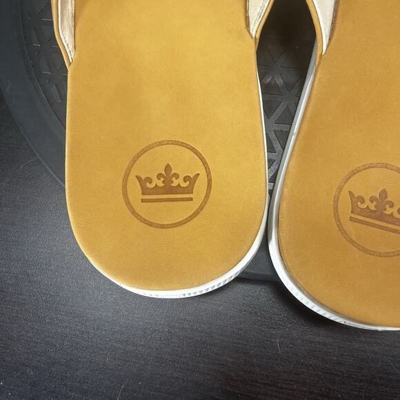 Peter Millar Mens Size US 13 Hyperlight Slide Nubuck Tan Thong Flip Flop Sandals - Picture 7 of 10